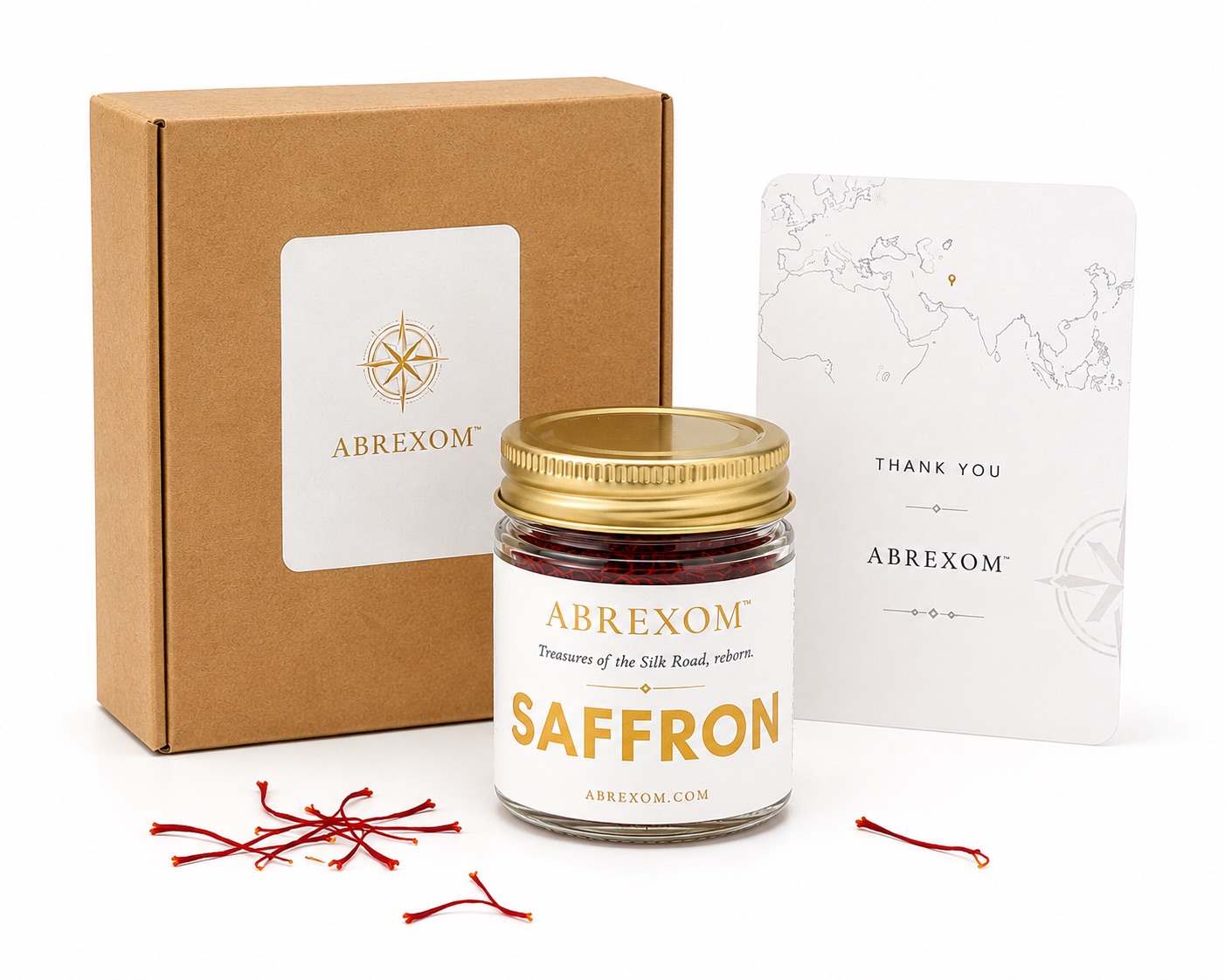 Abrexom Afghan Saffron — 2g glass jar, hand-harvested from the Herat Valley